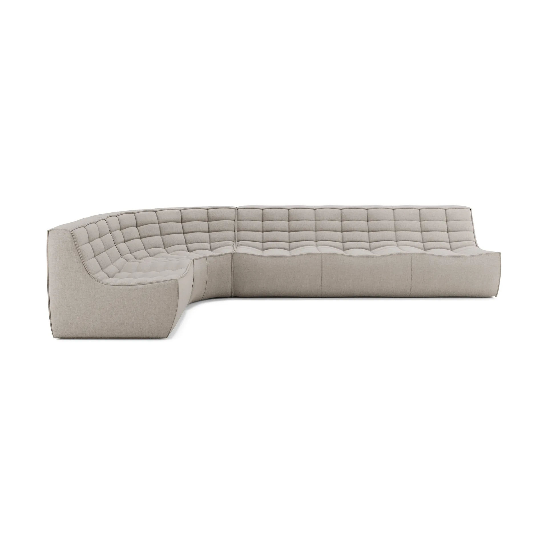 N701 modulhjørnesofa med avrundet hjørne, stoff Ecru Beige, 301x171 cm,  Ethnicraft