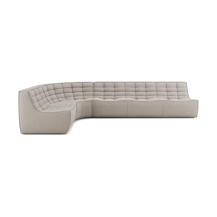 N701 modulhjørnesofa med avrundet hjørne, stoff Ecru Beige, 301x171 cm - Ethnicraft