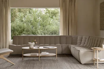 N701 modulhjørnesofa med avrundet hjørne, stoff Ecru Beige, 301x171 cm - Ethnicraft
