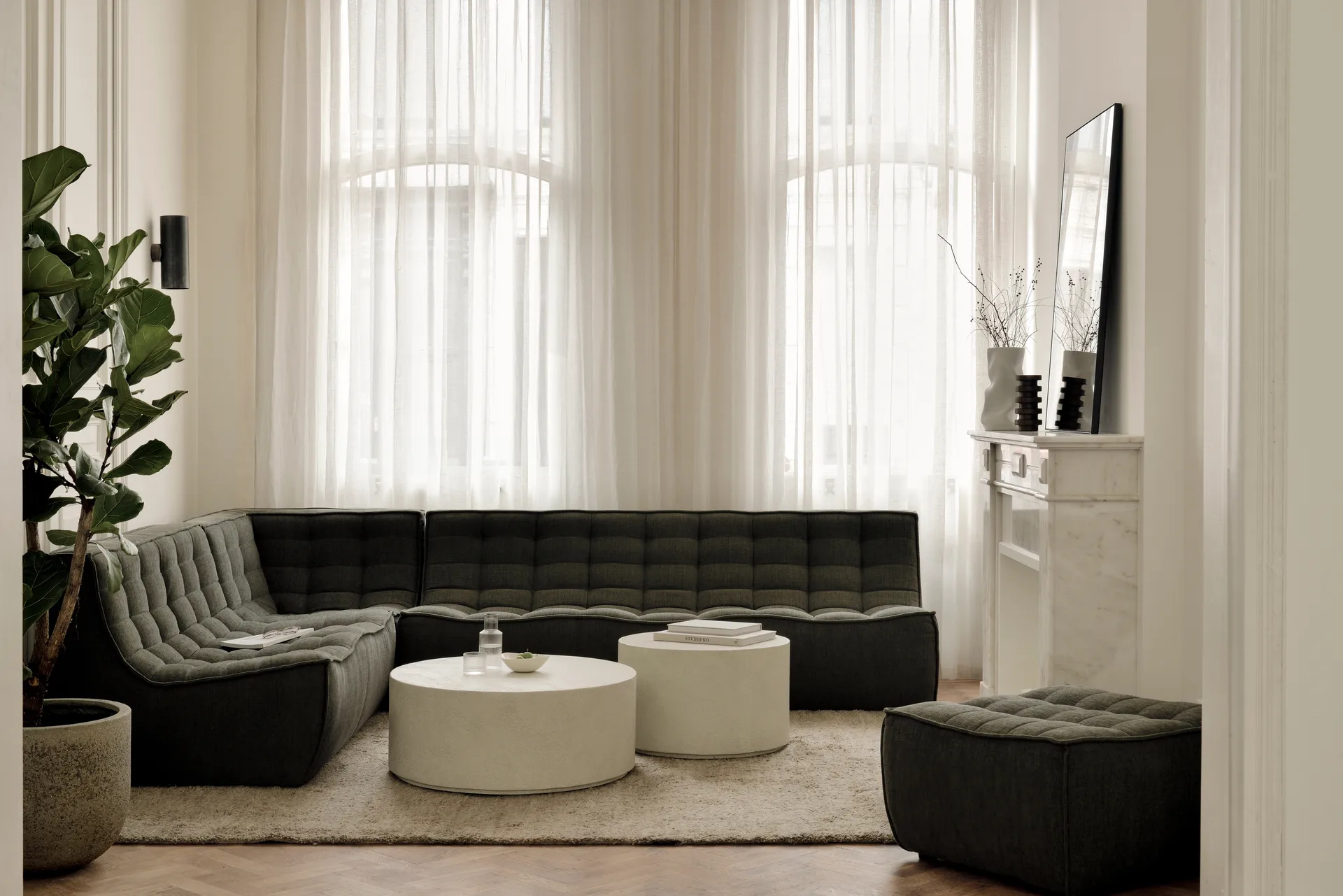 N701 modulhjørnesofa med avrundet hjørne, stoff Moss Eco, 301x171 cm,  Ethnicraft