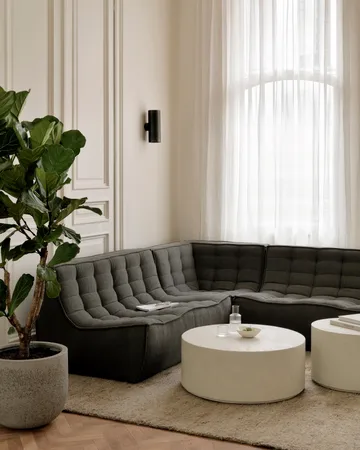 N701 modulhjørnesofa med avrundet hjørne, stoff Moss Eco, 301x171 cm - Ethnicraft