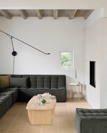 N701 modulhjørnesofa med avrundet hjørne, stoff Moss Eco, 301x171 cm - Ethnicraft