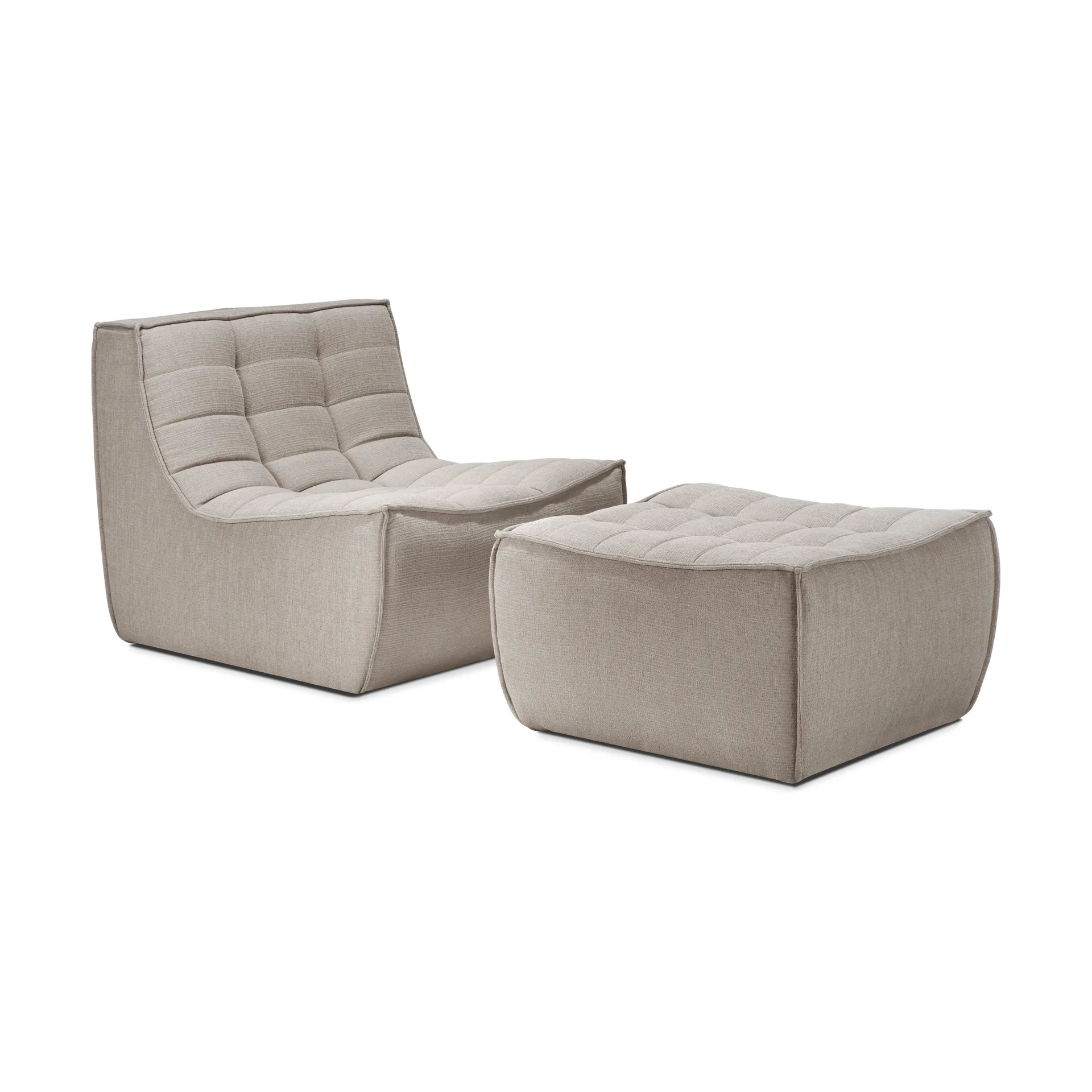 N701 puff 70 x 70 cm, Stoff Ecru beige Ethnicraft