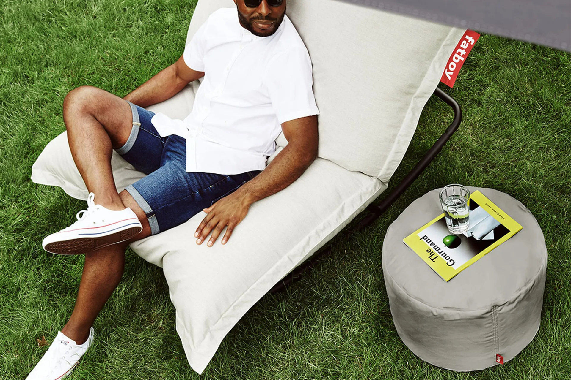 Point outdoor sittepuff, Grey taupe, large, 70x70x40 cm Fatboy