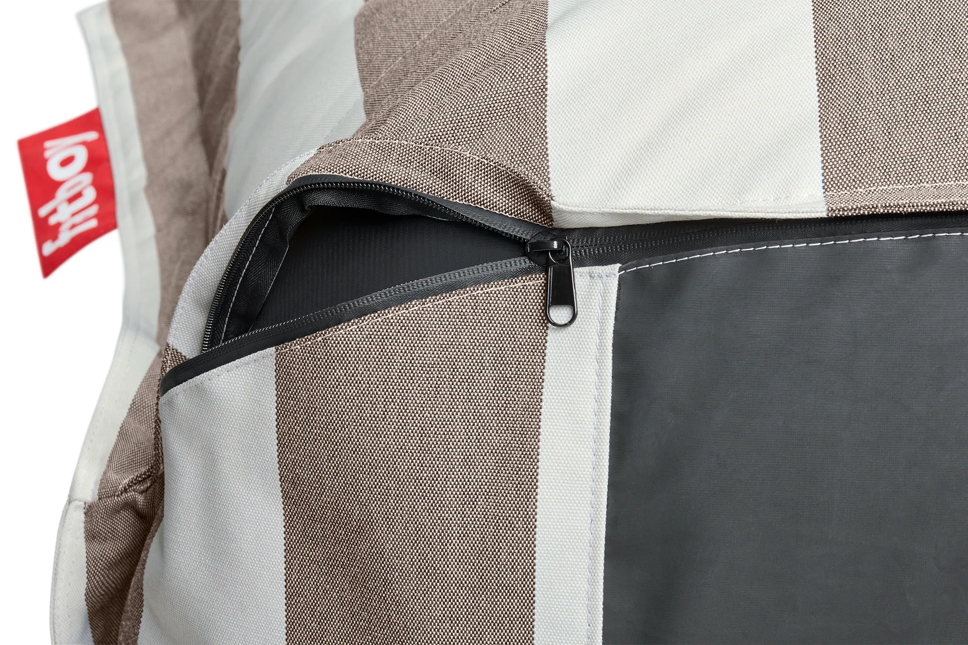 The BonBaron outdoor lenestol, Stripe cacao, 120x120x75 cm Fatboy