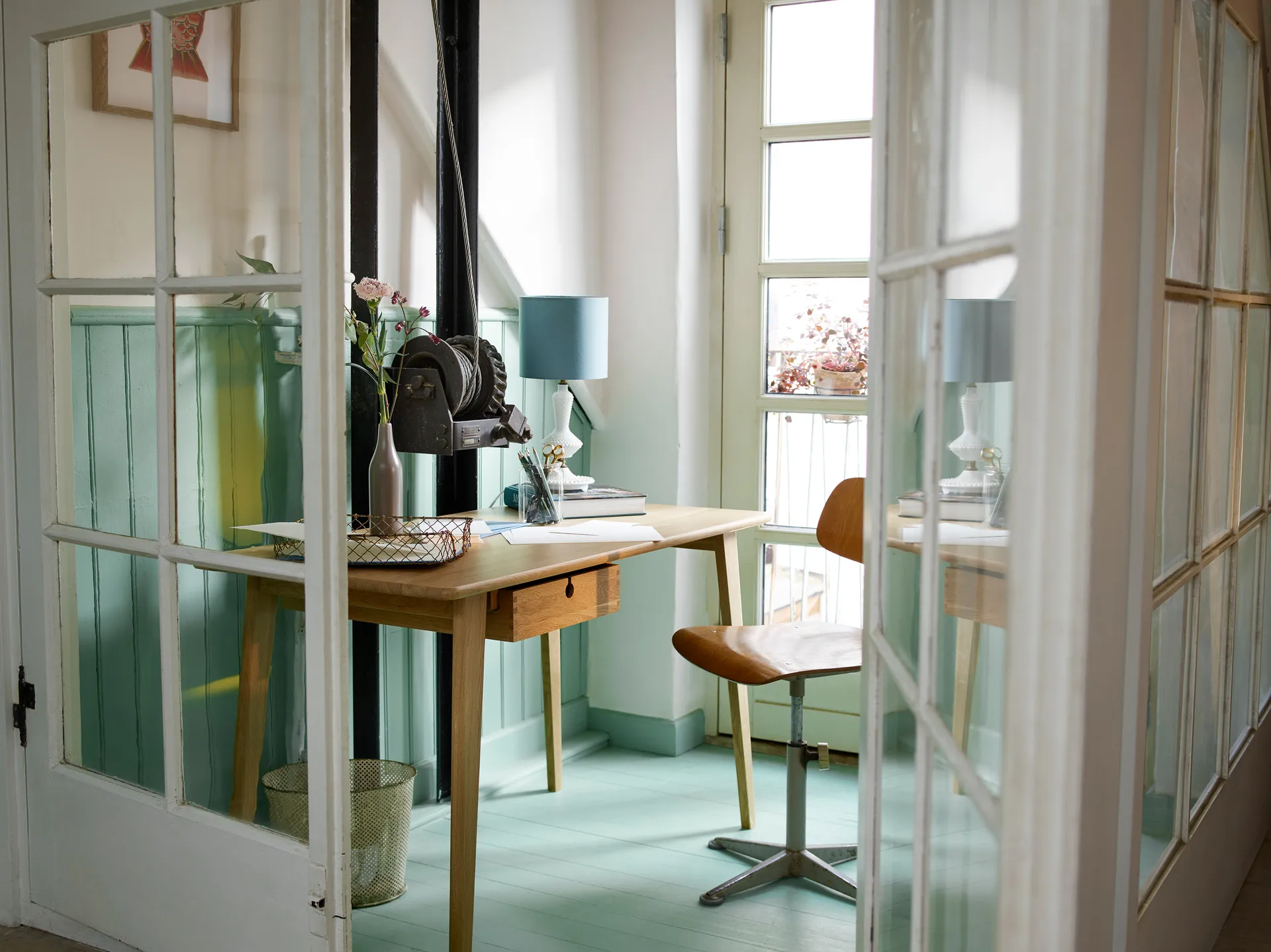 C67 Butler skrivebord, Oak nature lacequered, 60x156 cm FDB Møbler