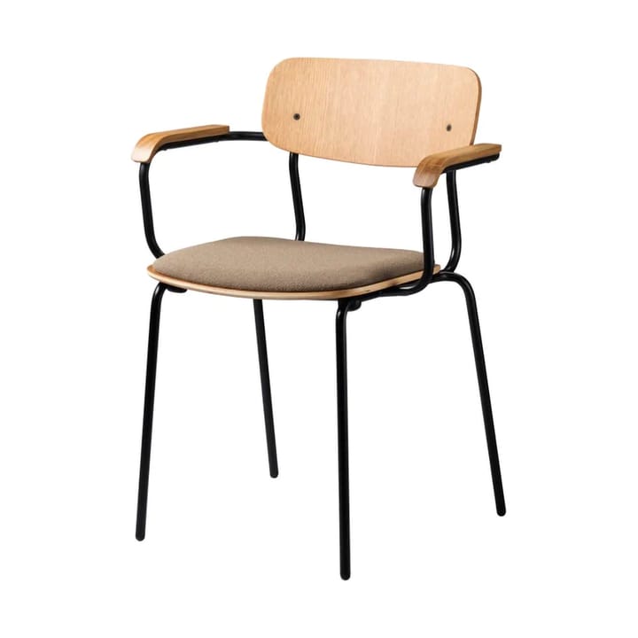 J183 Holmen armlenestol, Eik finer-black legs-taupe FDB Møbler