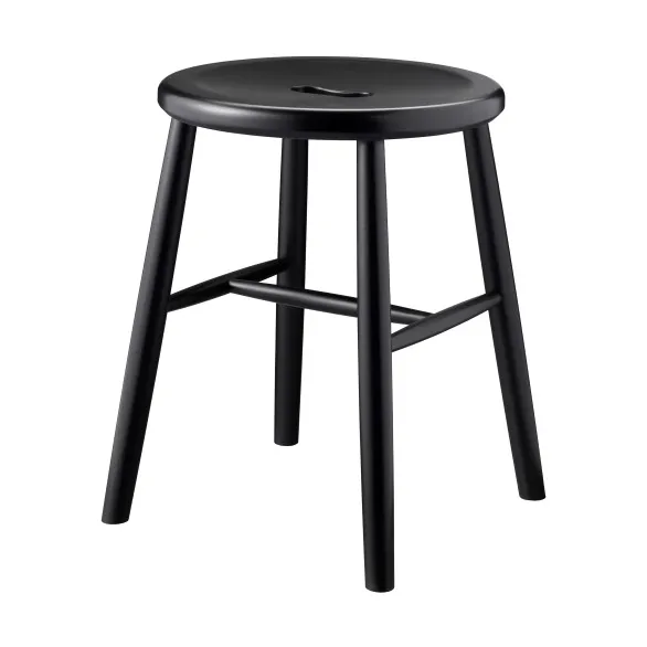 J27 rund krakk, Beech black painted, Ø35x45,5 cm FDB Møbler