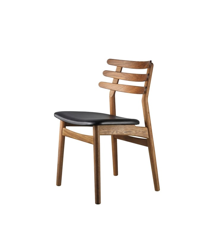 J48 stol, Smoked oak nature-lacquered-black leather FDB Møbler