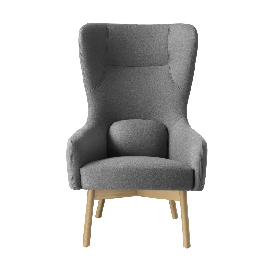 L35 Gesja Wing Chair lenestol, Oak nature lacquered-dark grey FDB Møbler