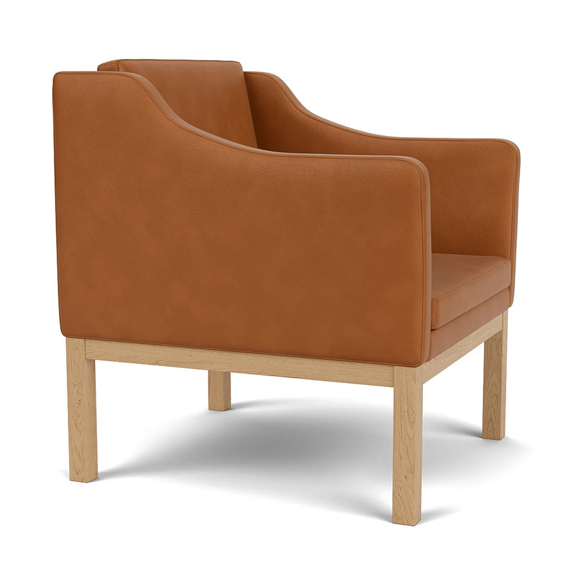 L46 MK155 easy chair karmstol , Lakkert eik– lær cognac  FDB Møbler