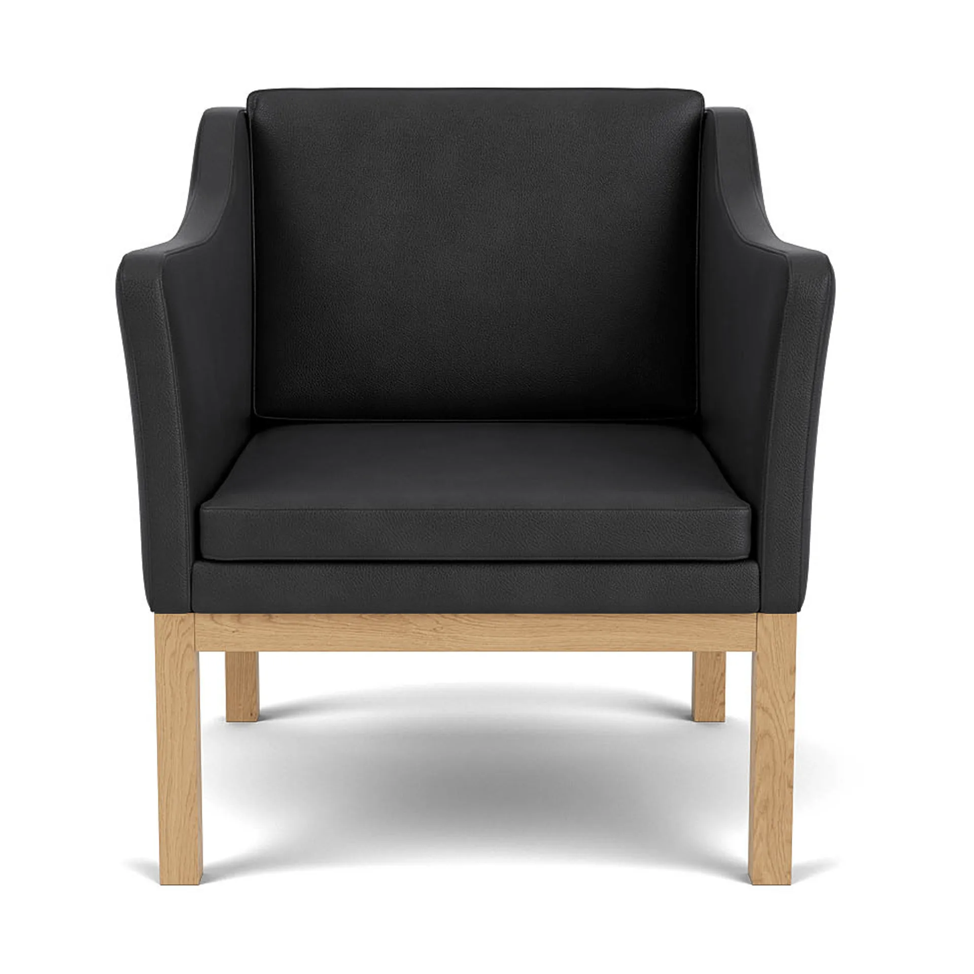 L46 MK155 easy chair karmstol , Lakkert eik– lær svart FDB Møbler