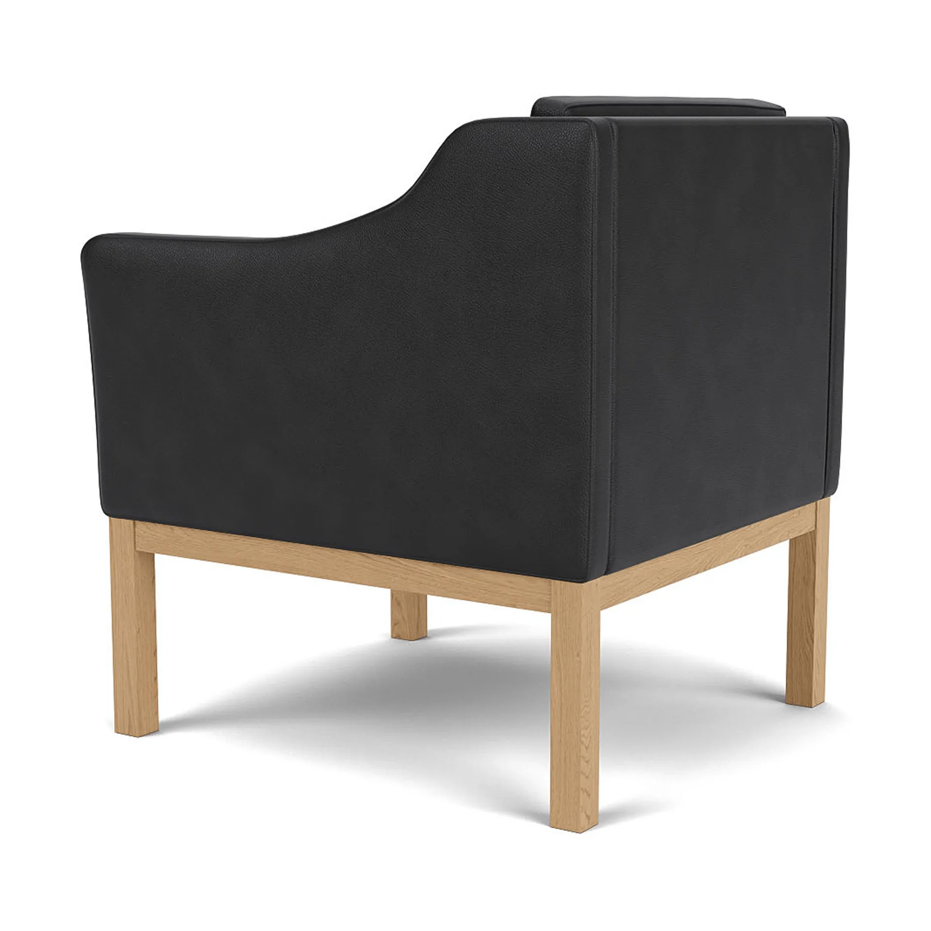 L46 MK155 easy chair karmstol , Lakkert eik– lær svart FDB Møbler
