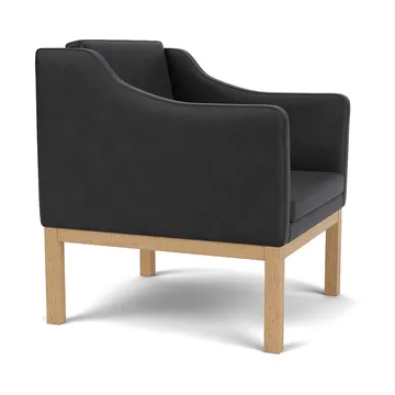 L46 MK155 easy chair karmstol  - Lakkert eik– lær svart - FDB Møbler
