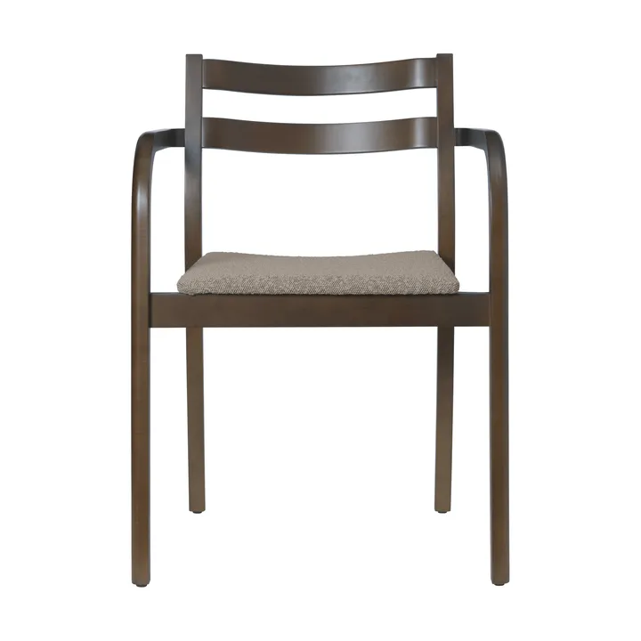 Boda karmstol - Polstret sete rugged bouclé, dark stained-natural - Ferm Living