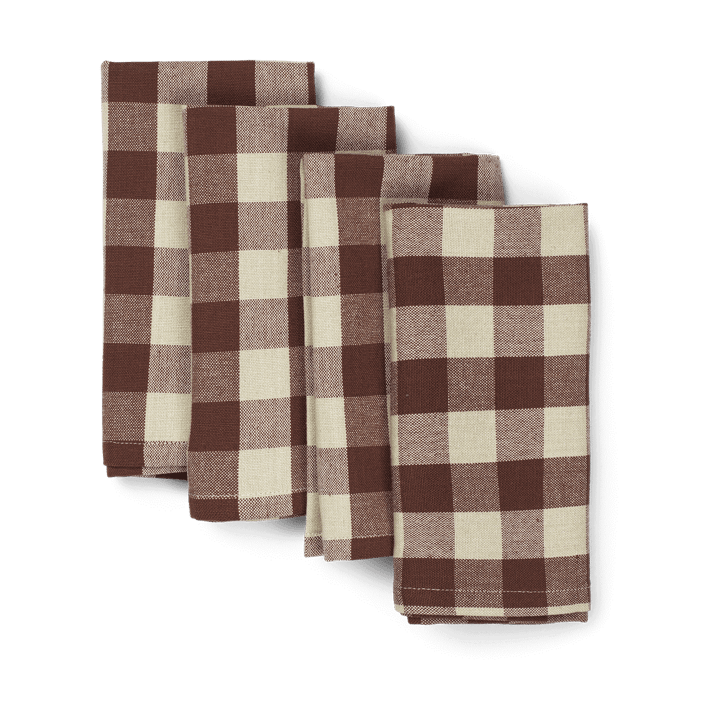 Bothy Check bomullserviett 40x40 cm 4-stk., Cinnamon-grey green Ferm Living