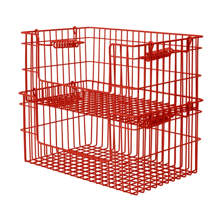 Cala stabelbar kurv 2-pakning - Poppy red, 28,7x18x13 cm - Ferm Living