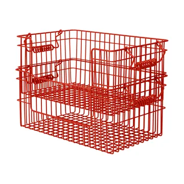 Cala stabelbar kurv 2-pakning - Poppy red, 28,7x18x13 cm - Ferm Living