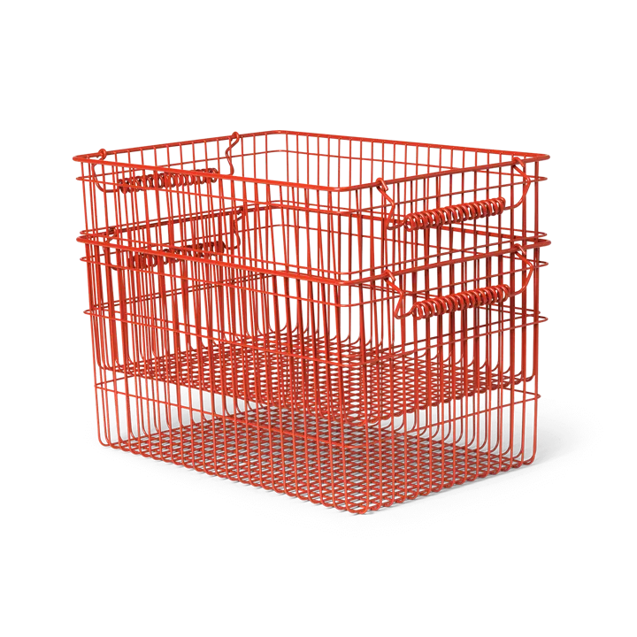 Cala stabelbar kurv 2-pakning - Poppy red, 36,2x26,2x20,2 cm - Ferm Living