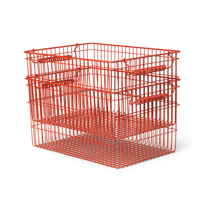 Cala stabelbar kurv 2-pakning - Poppy red - Ferm Living
