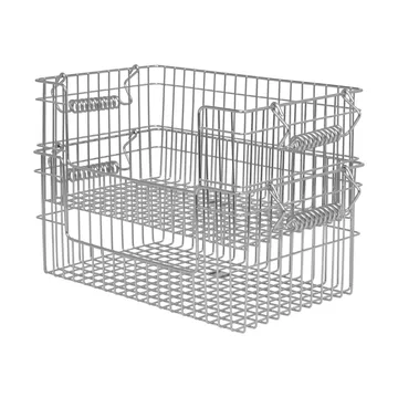 Cala stabelbar kurv 2-pakning - Stainless Steel, 28,7x18x13 cm - Ferm Living