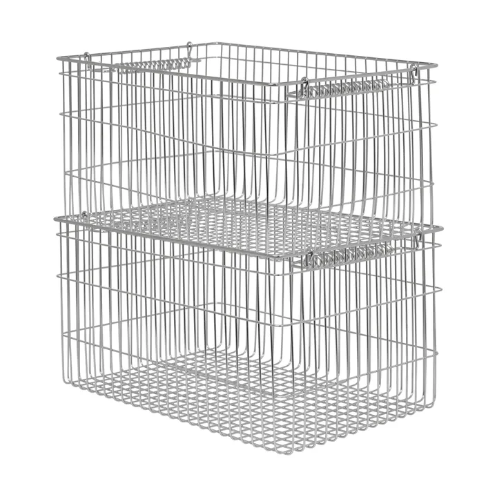Cala stabelbar kurv 2-pakning - Stainless Steel, 36,2x26,2x20,2 cm - Ferm Living