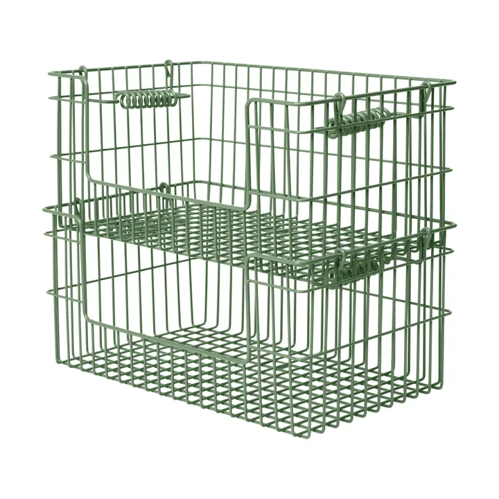 Cala stabelbar kurv 2-pakning - Verdant green, 28,7x18x13 cm - Ferm Living
