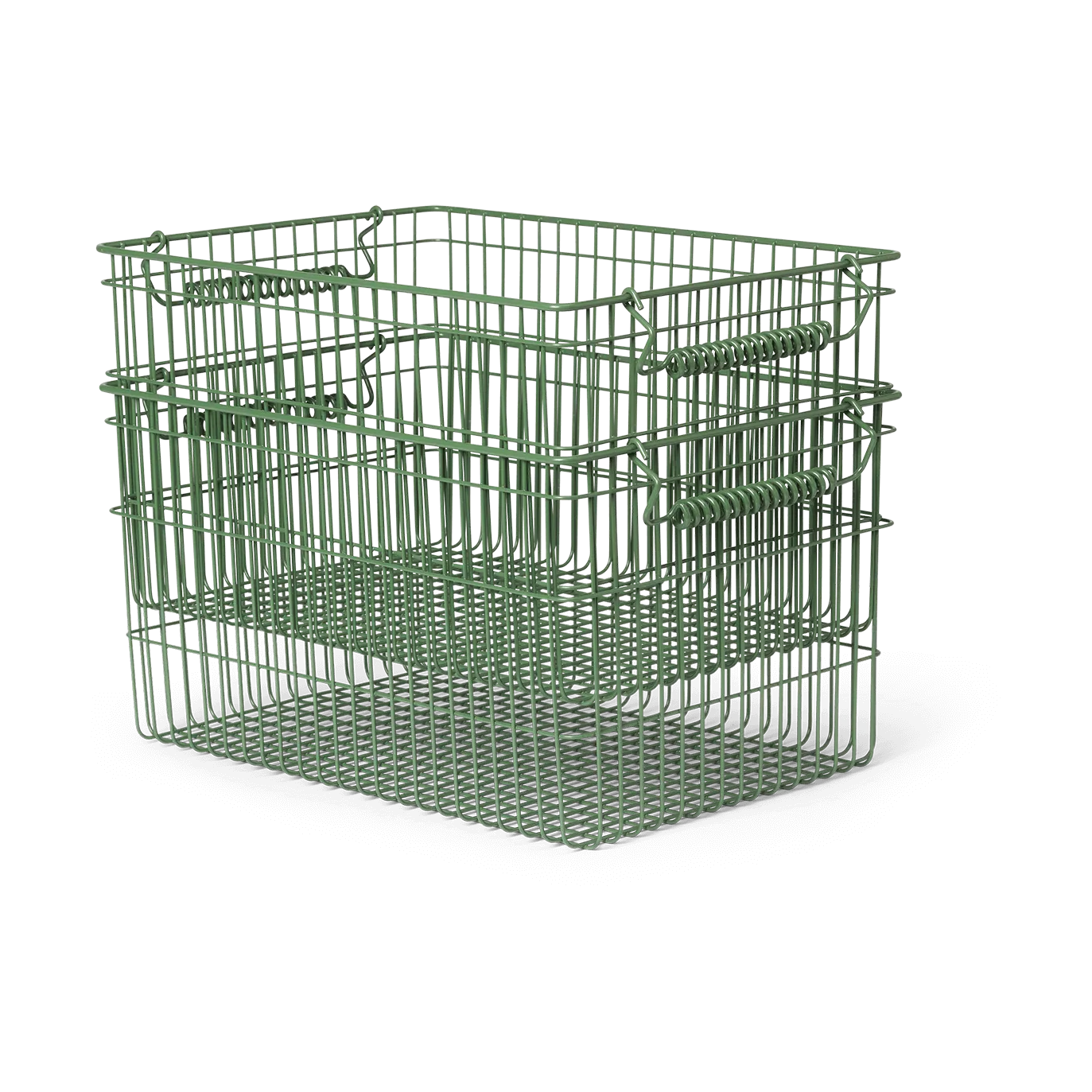 Cala stabelbar kurv 2-pakning, Verdant green, 36,2x26,2x20,2 cm Ferm Living