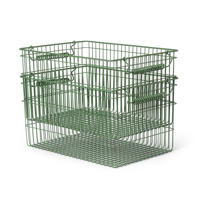 Cala stabelbar kurv 2-pakning - Verdant green, 36,2x26,2x20,2 cm - Ferm Living