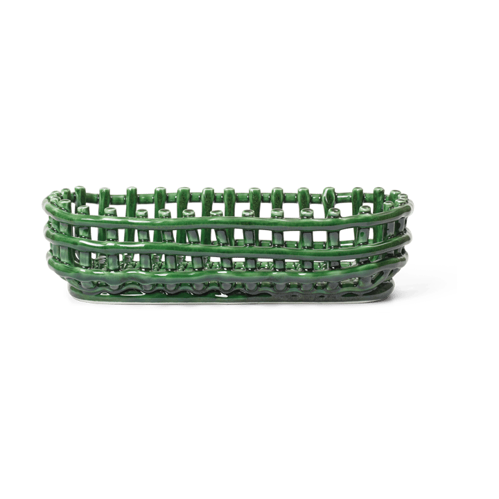 Ceramic flettet kurv oval 15 x 30 cm - Emerald Green - Ferm Living