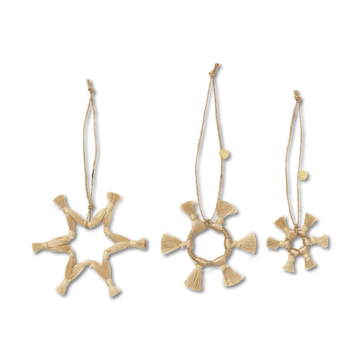 Ferm Living Jute Stars juletreanheng 3 deler - Natural - Ferm Living