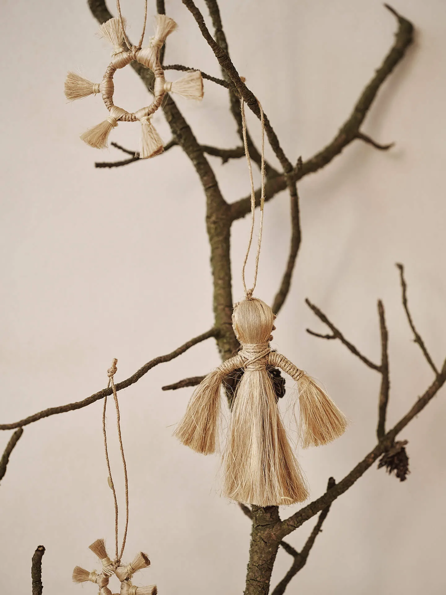 Ferm Living Jute Stars juletreanheng 3 deler, Natural Ferm Living