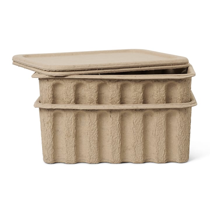 Ferm oppbevaringseske papir med lokk 2-pakning - Brun - Ferm Living