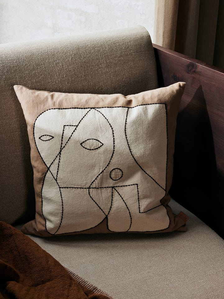 Figure putetrekk 50 x 50 cm, Dark Taupe-Off-white Ferm Living