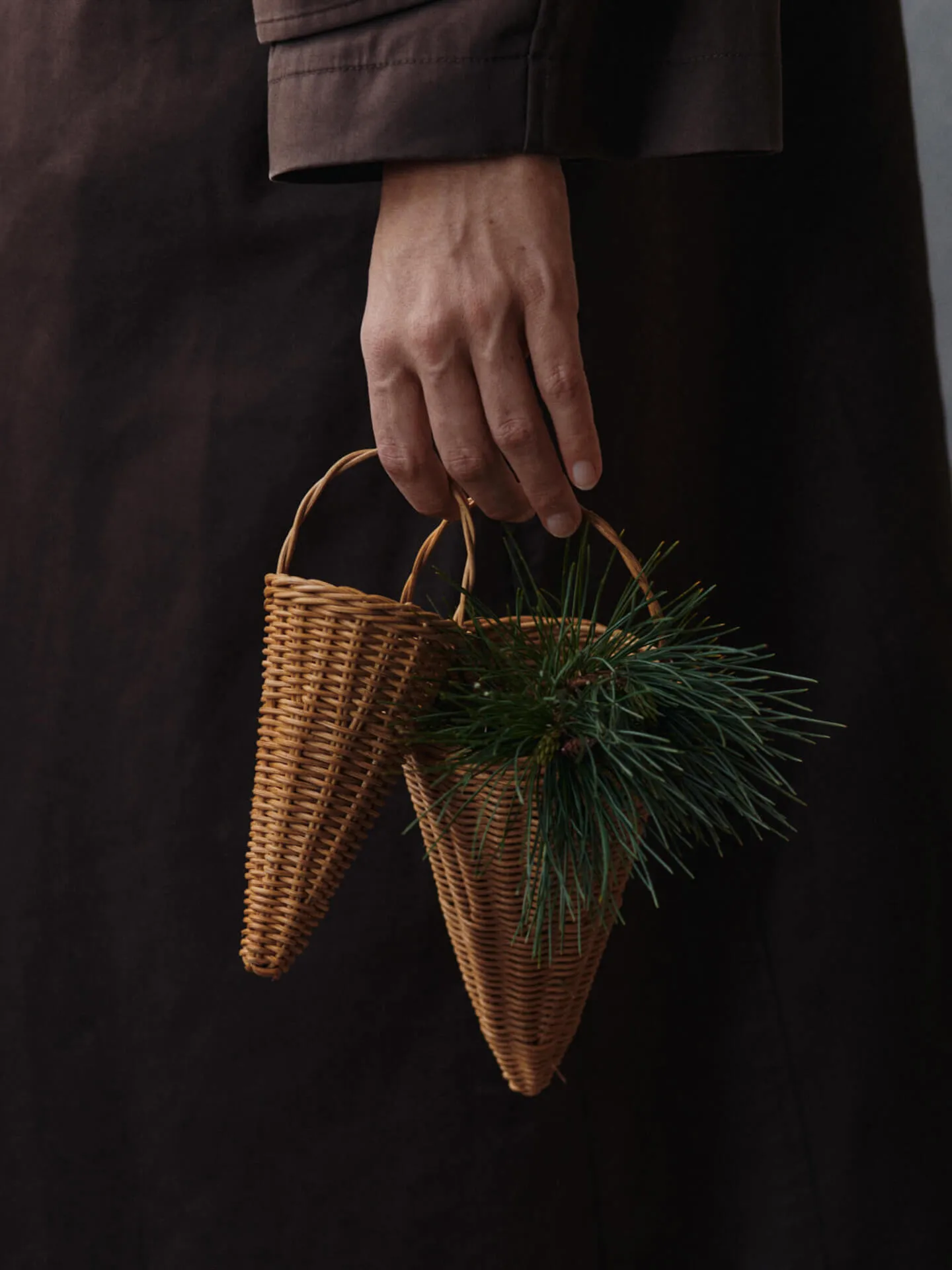 Flettede kjegler julepynt 18 cm, Naturlig Ferm Living