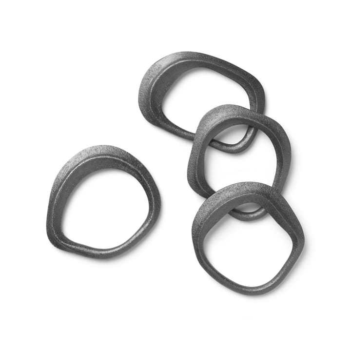 Flow serviettring 4-stk. - Svart messing - Ferm Living