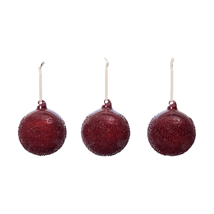 Flurry julekuler 3-pakning - L, Picante Red - Ferm Living