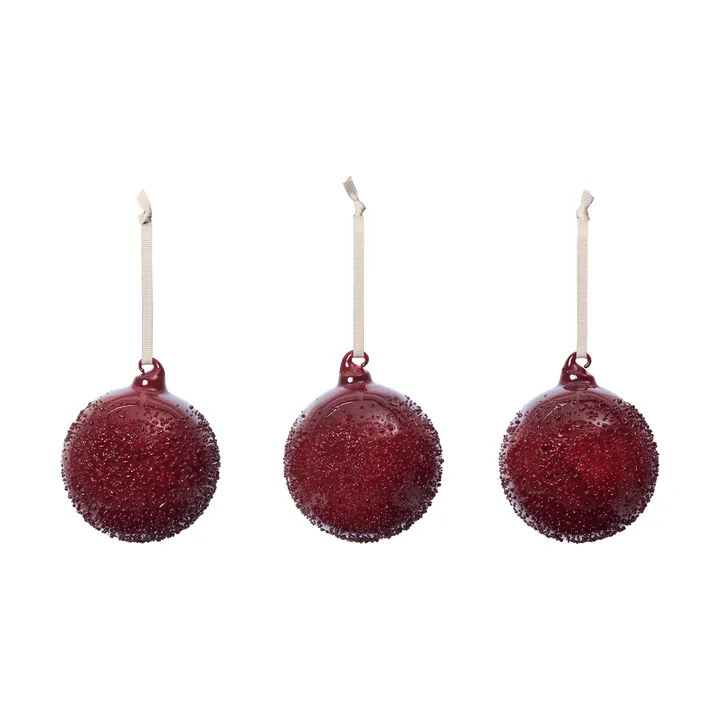 Flurry julekuler 3-pakning - M, Picante Red - Ferm Living