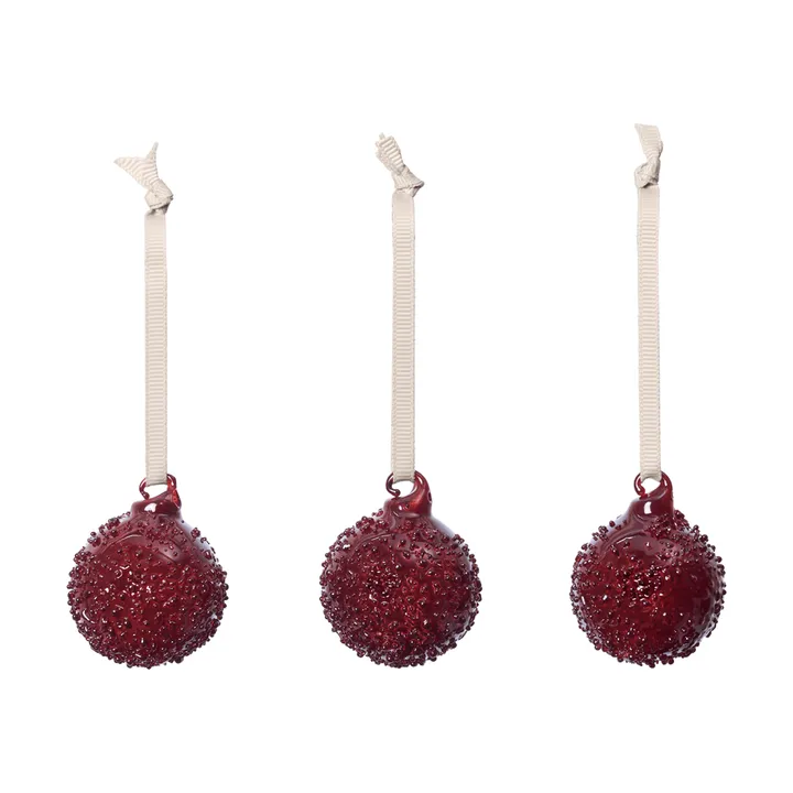 Flurry julekuler 3-pakning - S, Picante Red - Ferm Living