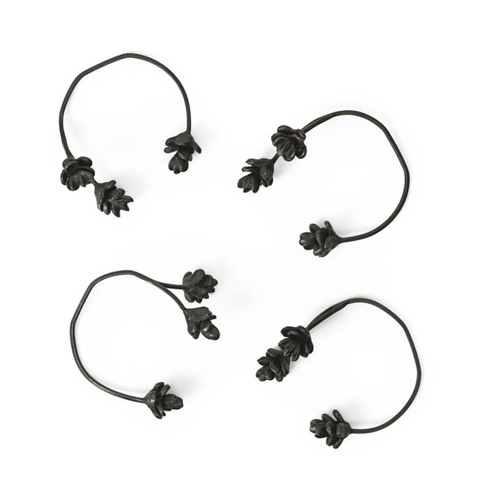 Forest serviettring 4-pakning - Black brass - Ferm Living