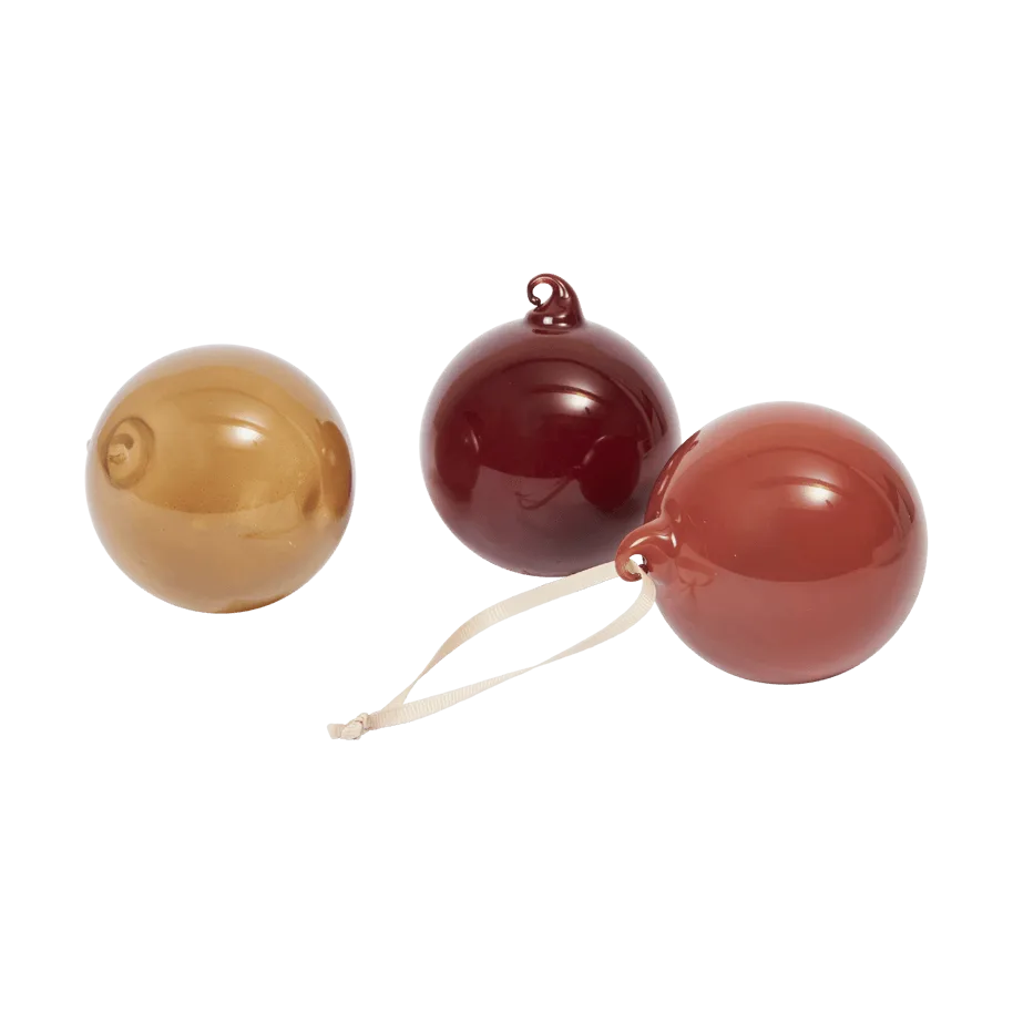 Glasskule julkulor M Ø8 cm 3 deler, Roseate Opaque Ferm Living