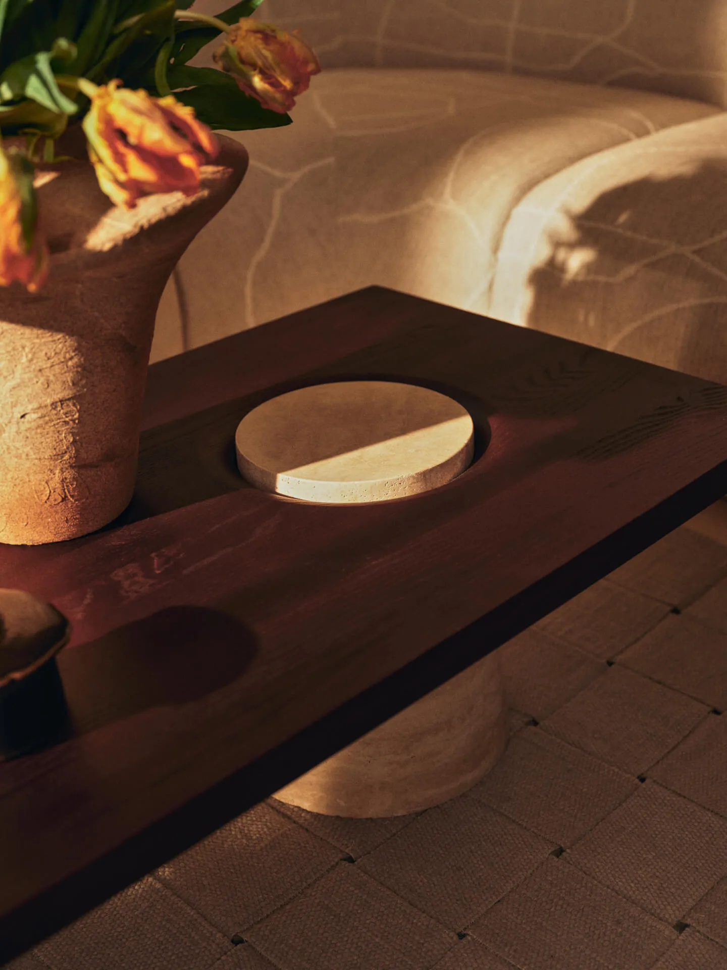 Grova sofabord, Travertine, 155x55x34 m Ferm Living