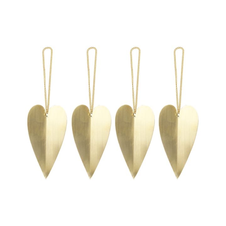 Heart brass juletrepynt - 4-stk. - Ferm Living