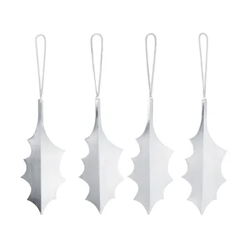 Holly leaf dekorasjonsanheng 13,5 cm 4-pakning - Silver - Ferm Living