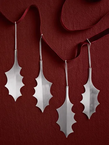 Holly leaf dekorasjonsanheng 13,5 cm 4-pakning - Silver - Ferm Living