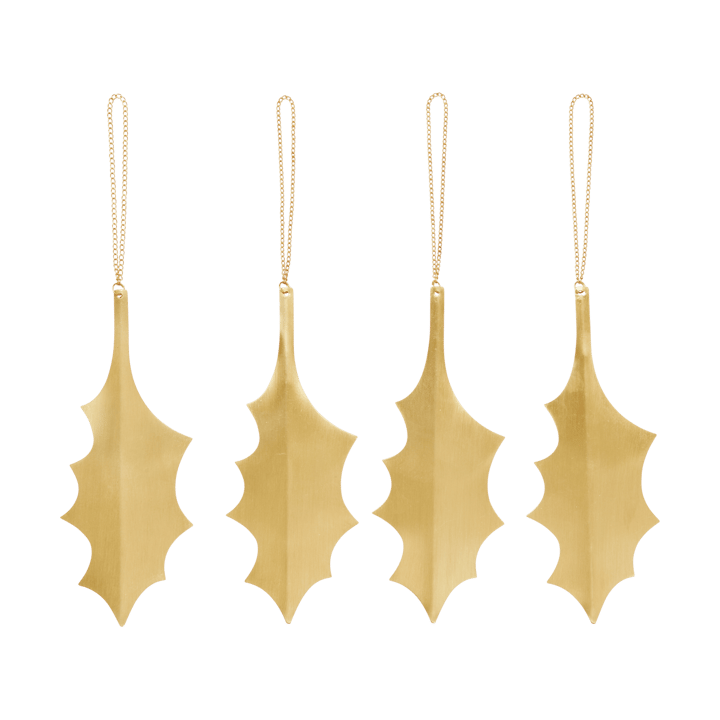Holly leaf dekorasjonsheng 13,5 cm 4-pakning - Messing - Ferm Living