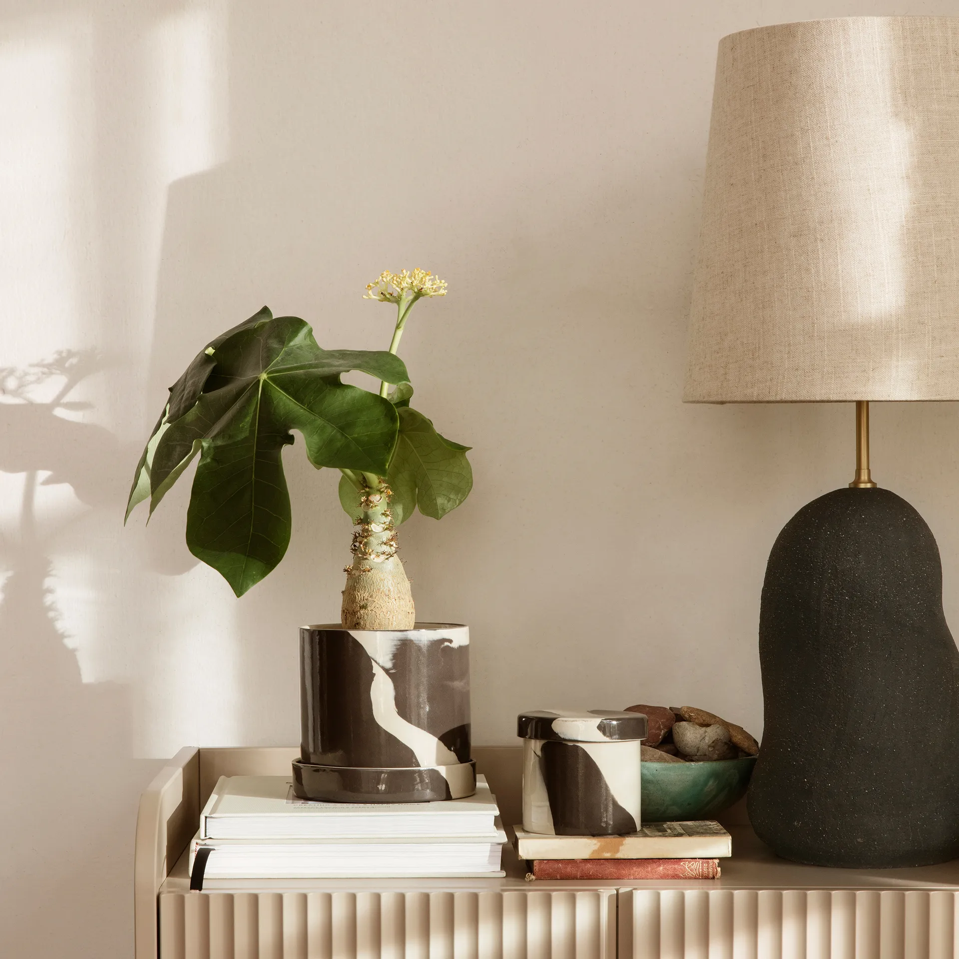 Inlay oppbevaringsboks Ø9,8 cm, Sand-brown Ferm Living