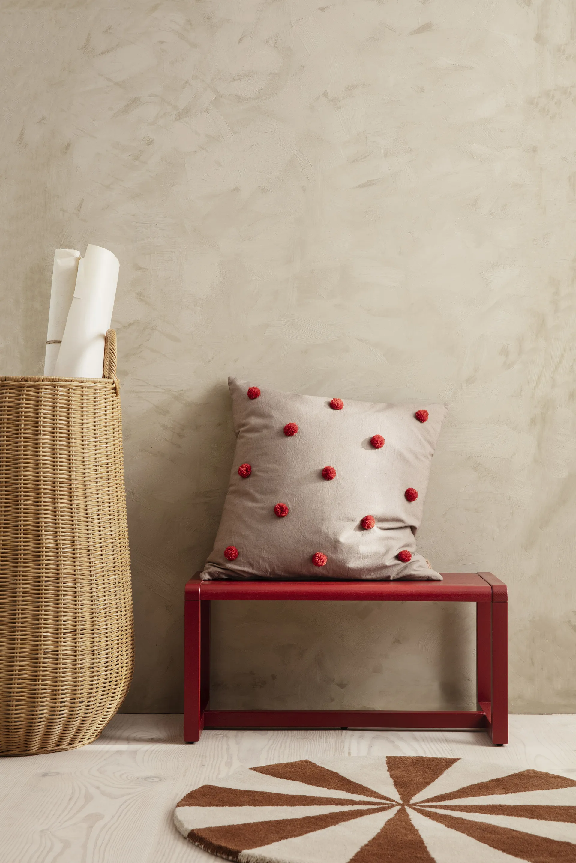 Little Architecht Bench benk, Poppy red Ferm Living