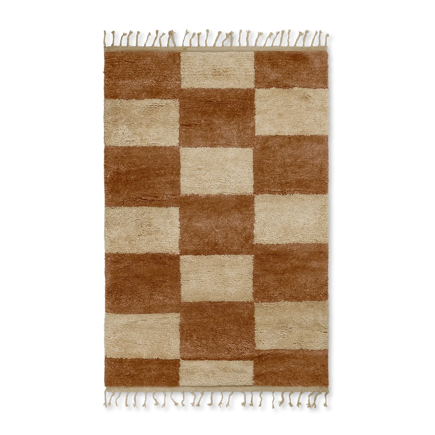 Mara håndknytt teppe 120 x 180 cm, Dark Brick-off-white Ferm Living