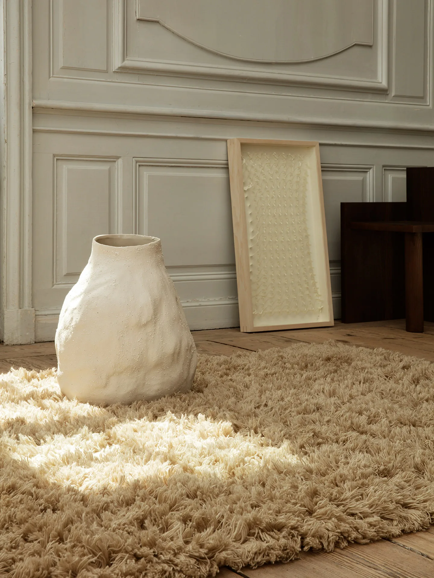 Meadow High Pile gulvteppe 140x200 cm, Light Sand Ferm Living